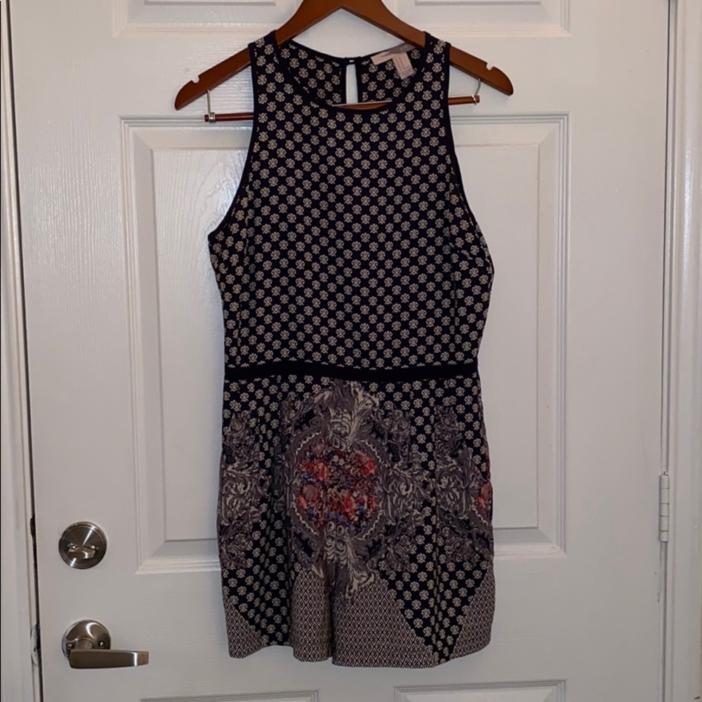 Navy blue patterned romper